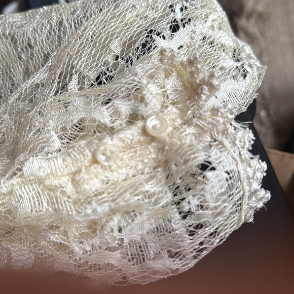 1980s Victorian Edwardian Style Ivory Lace Overlay Bridal‎ Dress - Picture 6 of 8